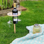 Tavolo Picnic Portatile | Legno con Porta Vino e Bicchieri Integrati