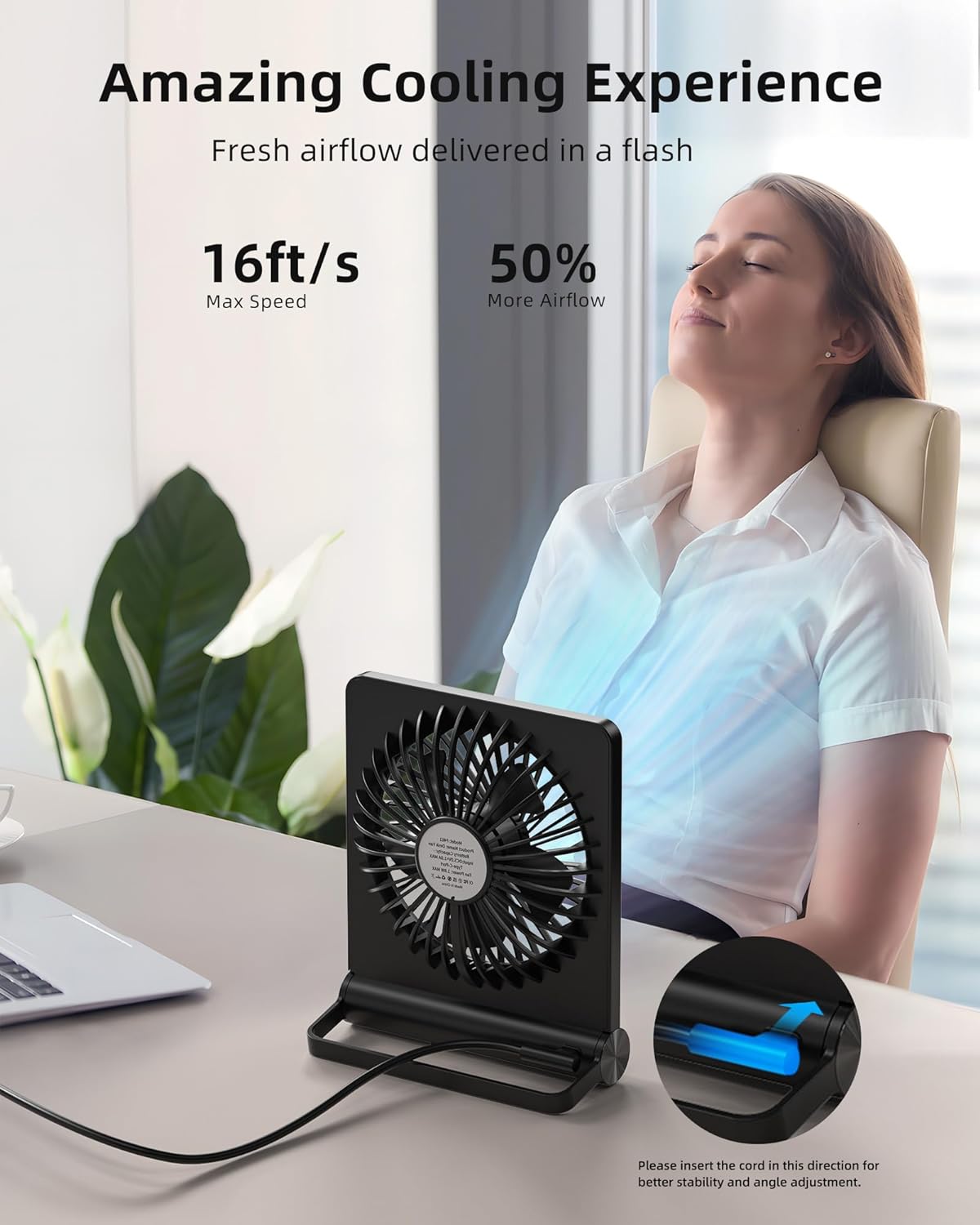 Vento Mini Ventilatore da Scrivania | Ultra Silenzioso, USB Compatto