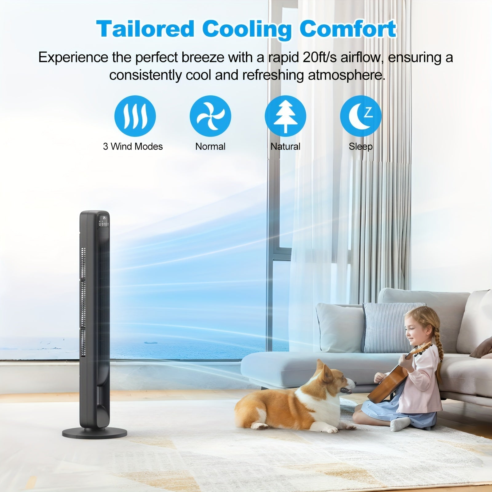 Vento Ventilateur colonne | Silencieux, sans pales, design élégant réglable