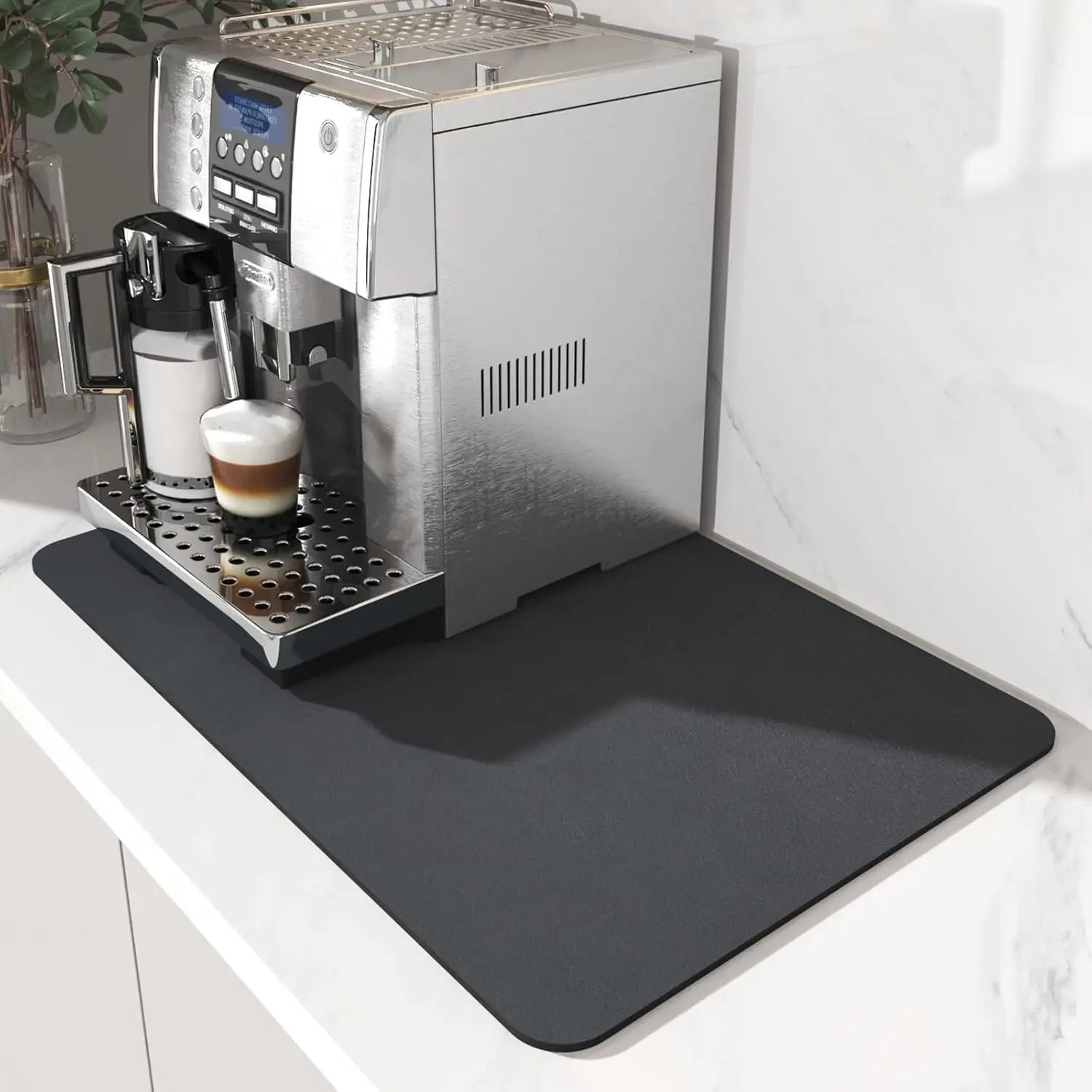 Viki Tapis absorbant et antidérapant pour machine à café en caoutchouc de terre de diatomée