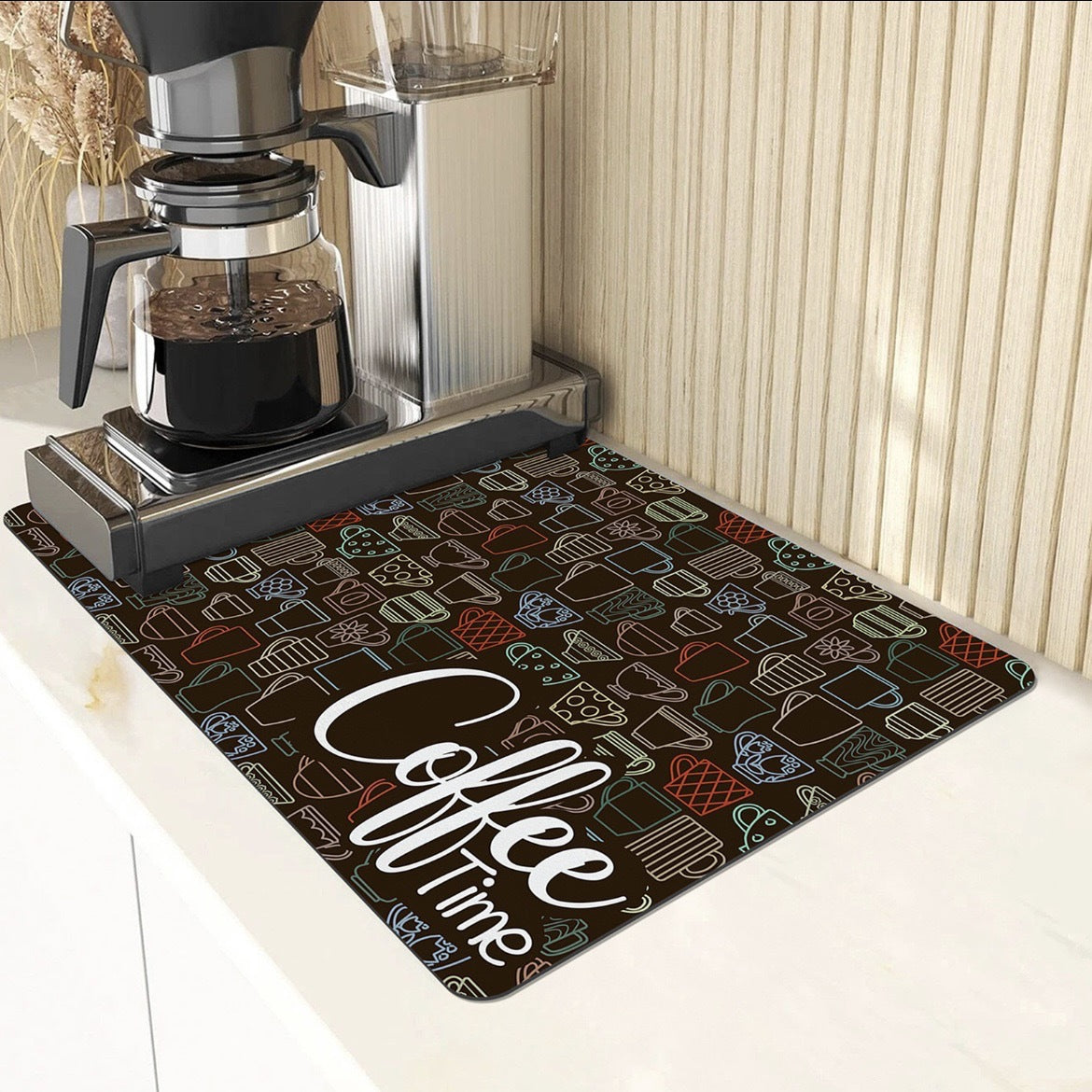 Viki Tapis absorbant et antidérapant pour machine à café en caoutchouc de terre de diatomée