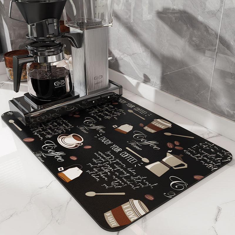 Viki Tapis absorbant et antidérapant pour machine à café en caoutchouc de terre de diatomée