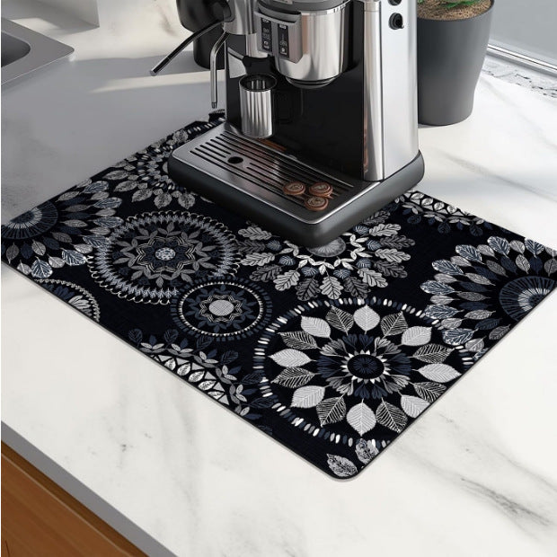 Viki Tapis absorbant et antidérapant pour machine à café en caoutchouc de terre de diatomée