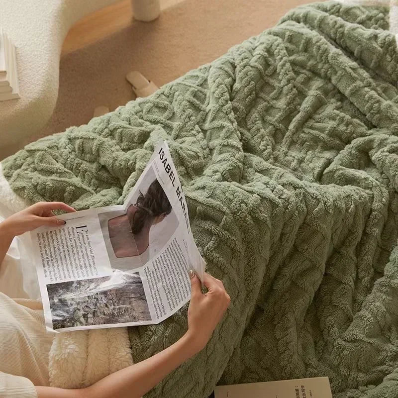 Wenla Couverture double pour l’hiver | Laine d’agneau et flanelle douce, épaisse et chaude