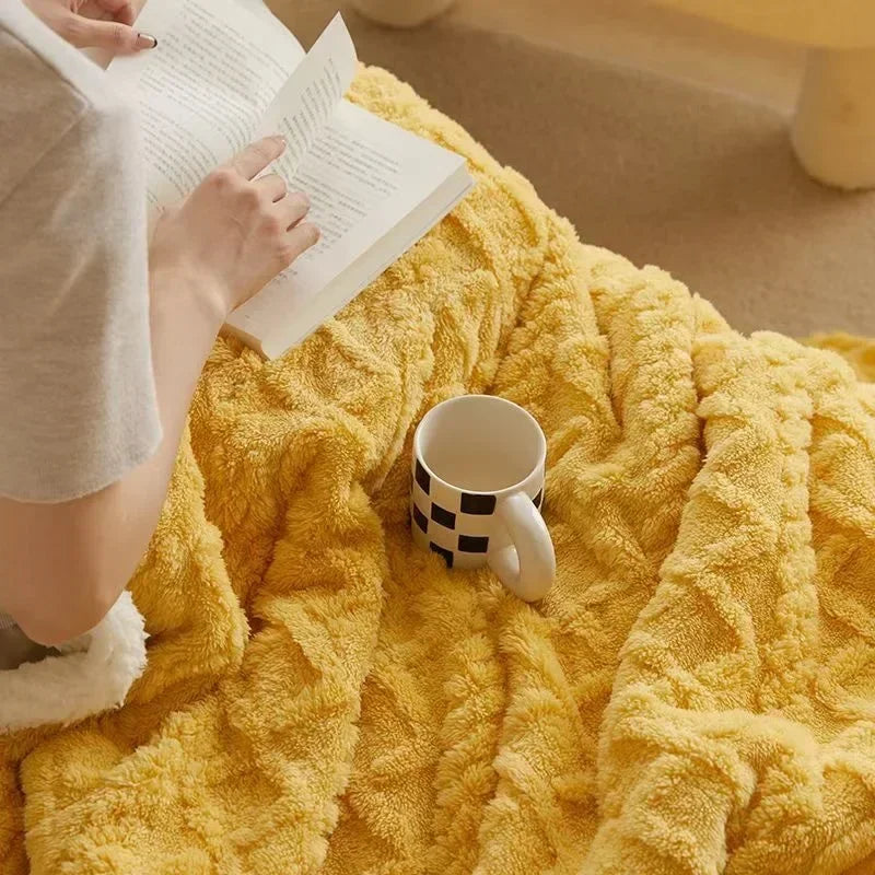 Wenla Couverture double pour l’hiver | Laine d’agneau et flanelle douce, épaisse et chaude