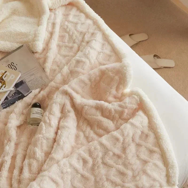 Wenla Couverture double pour l’hiver | Laine d’agneau et flanelle douce, épaisse et chaude