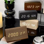 Woodly Réveil numérique | LED, commande vocale, design en bois
