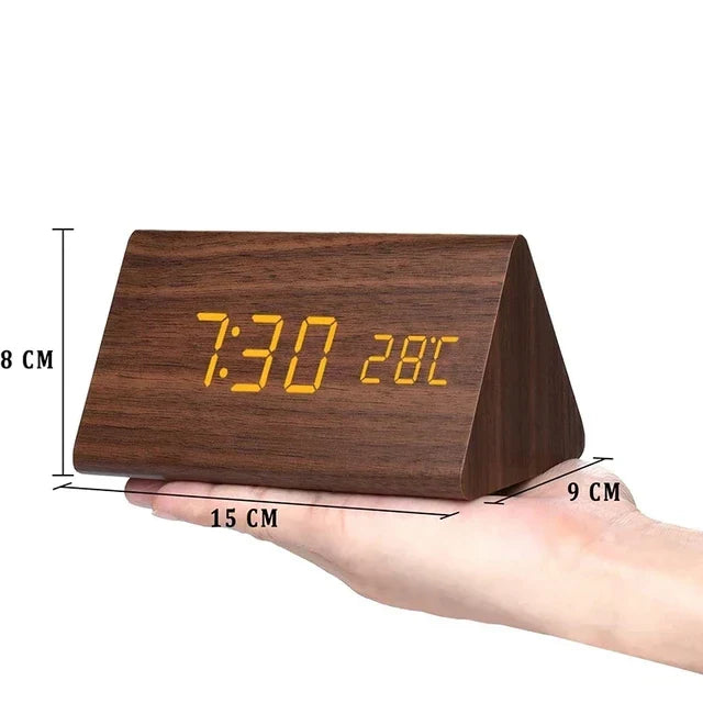 Woodly Réveil numérique | LED, commande vocale, design en bois