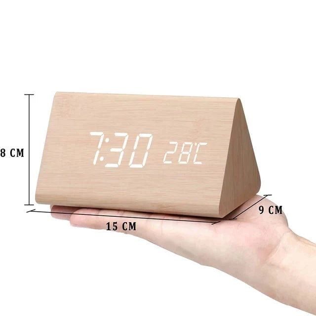 Woodly Réveil numérique | LED, commande vocale, design en bois