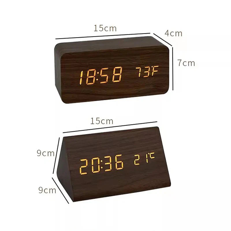 Woodly Réveil numérique | LED, commande vocale, design en bois