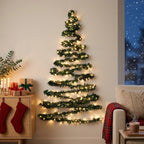 Albero di Natale da Parete con Luci LED a Batteria, 3 Misure