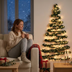 Albero di Natale da Parete con Luci LED a Batteria, 3 Misure