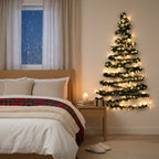 Albero di Natale da Parete con Luci LED a Batteria, 3 Misure