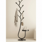 Appendiabiti da Terra ad Albero in Ferro Nero, Design a Rami