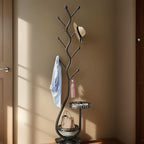 Appendiabiti da Terra ad Albero in Ferro Nero, Design a Rami