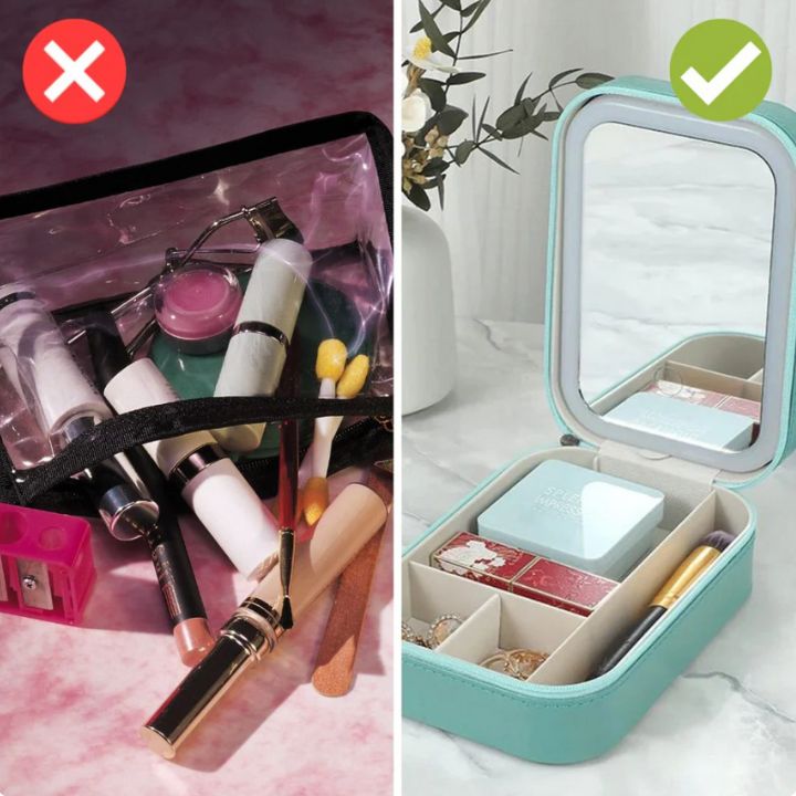 Beauty Case con Specchio LED 3 Luci - Trucco Sempre Perfetto