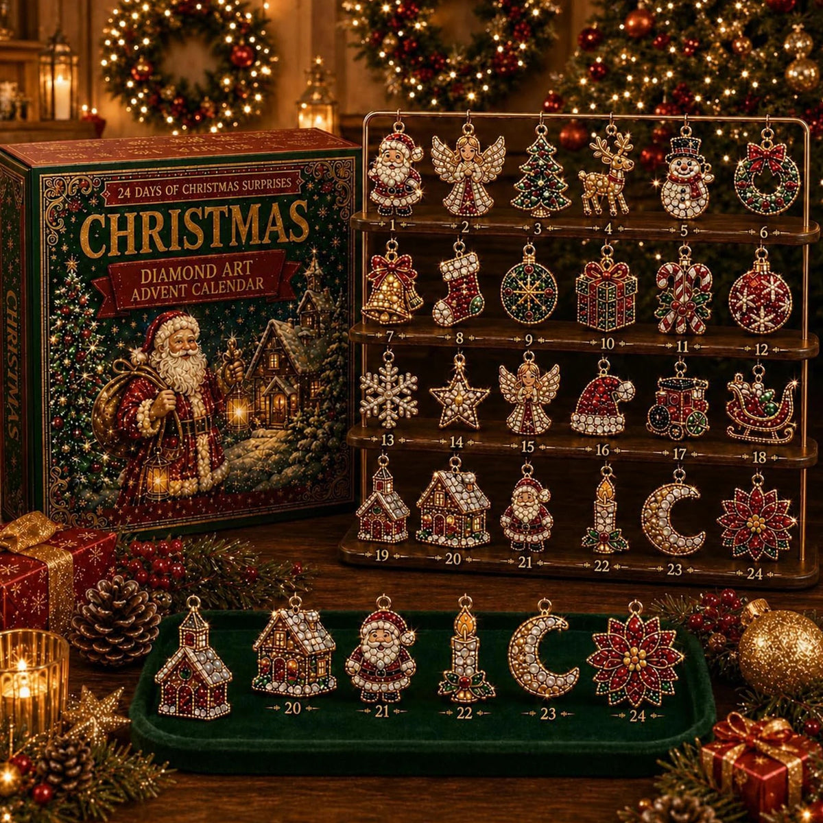 Calendario Avvento Diamond Painting 24 Ornamenti Fai da Te Bambini