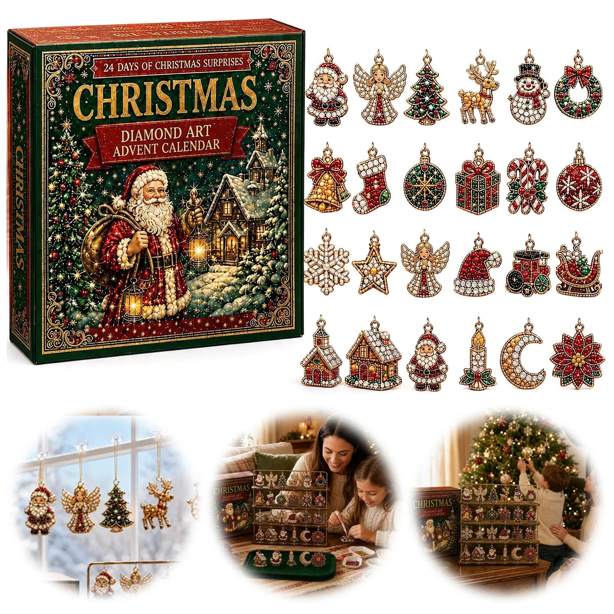 Calendario Avvento Diamond Painting 24 Ornamenti Fai da Te Bambini