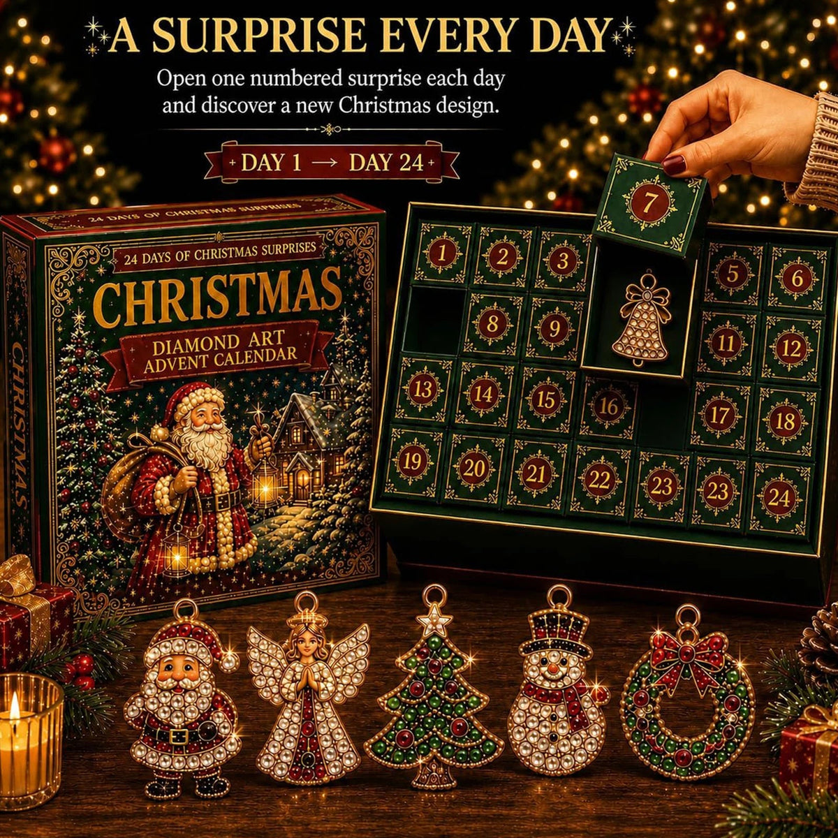 Calendario Avvento Diamond Painting 24 Ornamenti Fai da Te Bambini