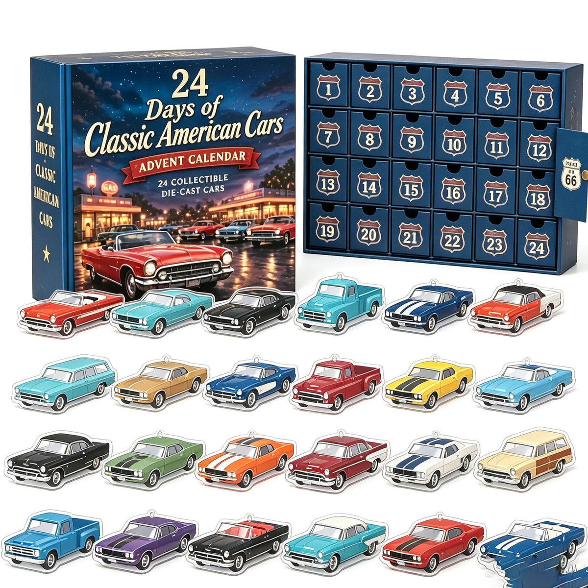 Calendario dell'Avvento 24 Giorni Auto Americane Classiche