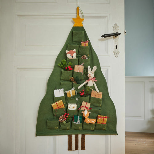 Calendario dell'Avvento a Forma di Abete in Cotone, 24 Tasche