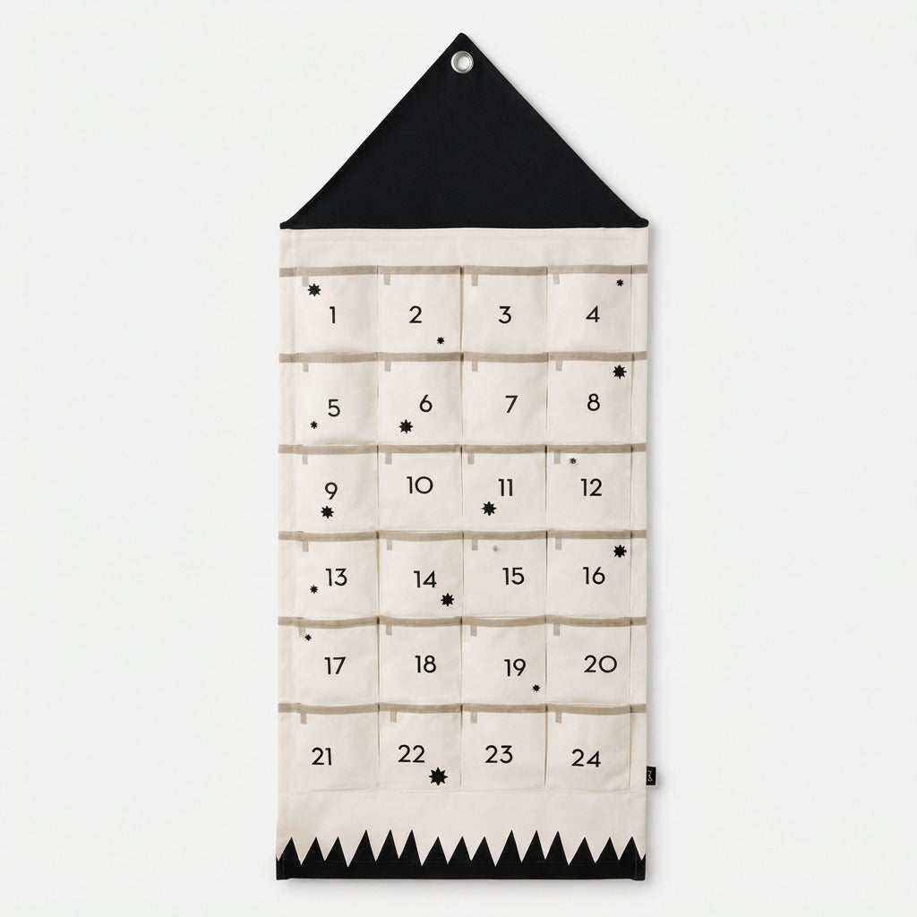 Calendario dell'Avvento in Stoffa con 24 Tasche Riutilizzabili
