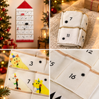 Calendario dell'Avvento in Stoffa con 24 Tasche Riutilizzabili