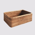 Cesto Portaoggetti in Rattan Naturale Intrecciato, Impilabile