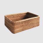 Cesto Portaoggetti in Rattan Naturale Intrecciato, Impilabile