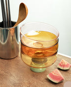 Ciotola dessert in vetro borosilicato colorata con cucchiaino