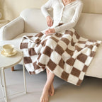 Coperta in Flanella a Quadri, Morbida e Traspirante, Rosa/Bianco