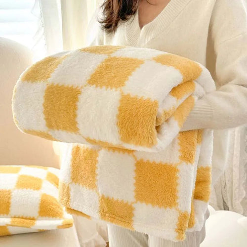 Coperta in Flanella a Quadri, Morbida e Traspirante, Rosa/Bianco