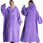 Coperta Indossabile con Cappuccio Sherpa Maniche e Tasca 140cm