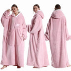 Coperta Indossabile con Cappuccio Sherpa Maniche e Tasca 140cm