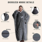 Coperta Indossabile con Cappuccio Sherpa Maniche e Tasca 140cm