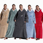Coperta Indossabile con Cappuccio Sherpa Maniche e Tasca 140cm