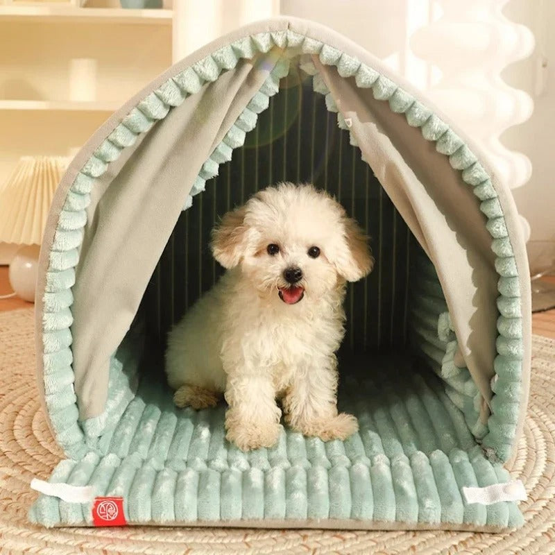 Cuccia per Animali con Tende, Letto Chiuso Comfort Cane Gatto