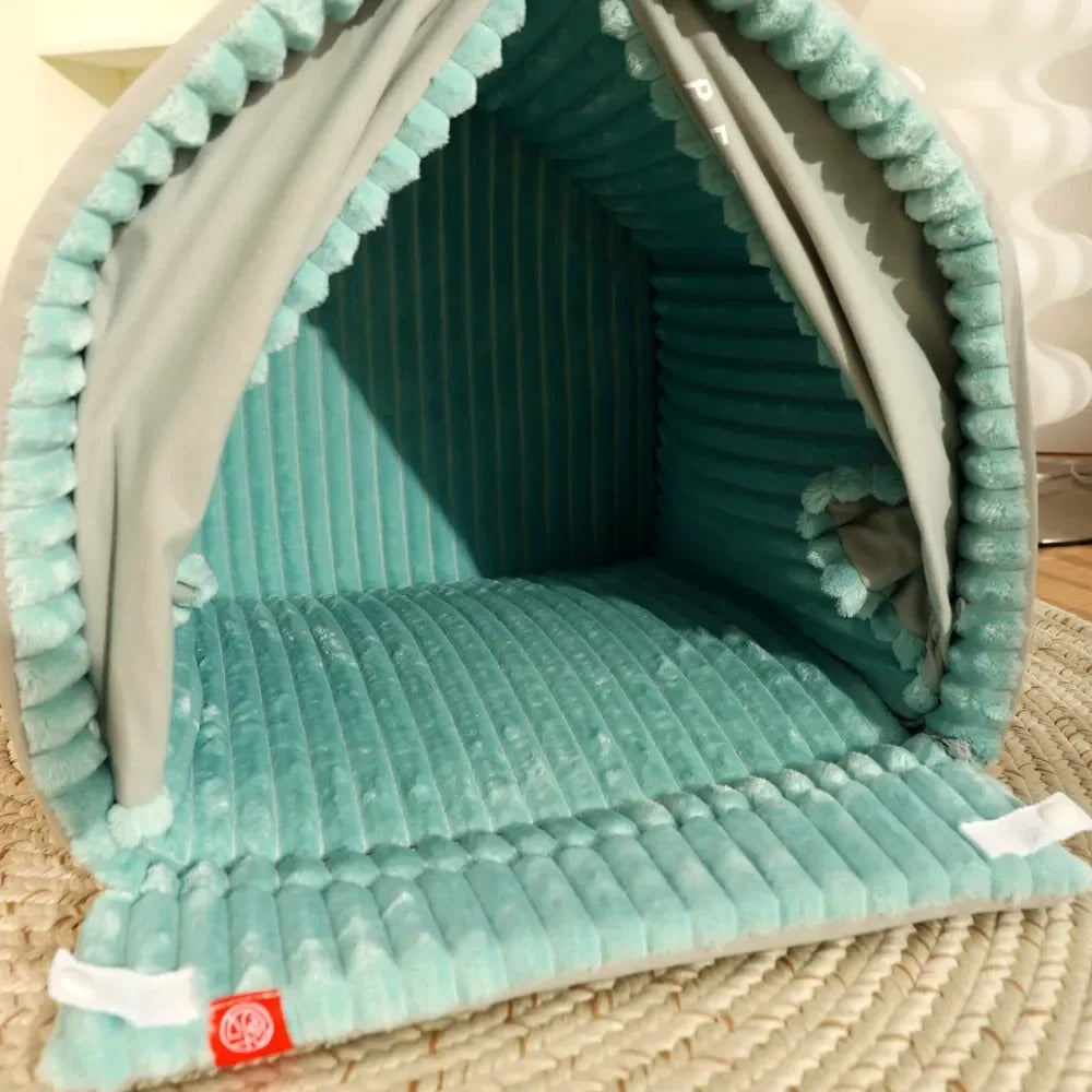 Cuccia per Animali con Tende, Letto Chiuso Comfort Cane Gatto