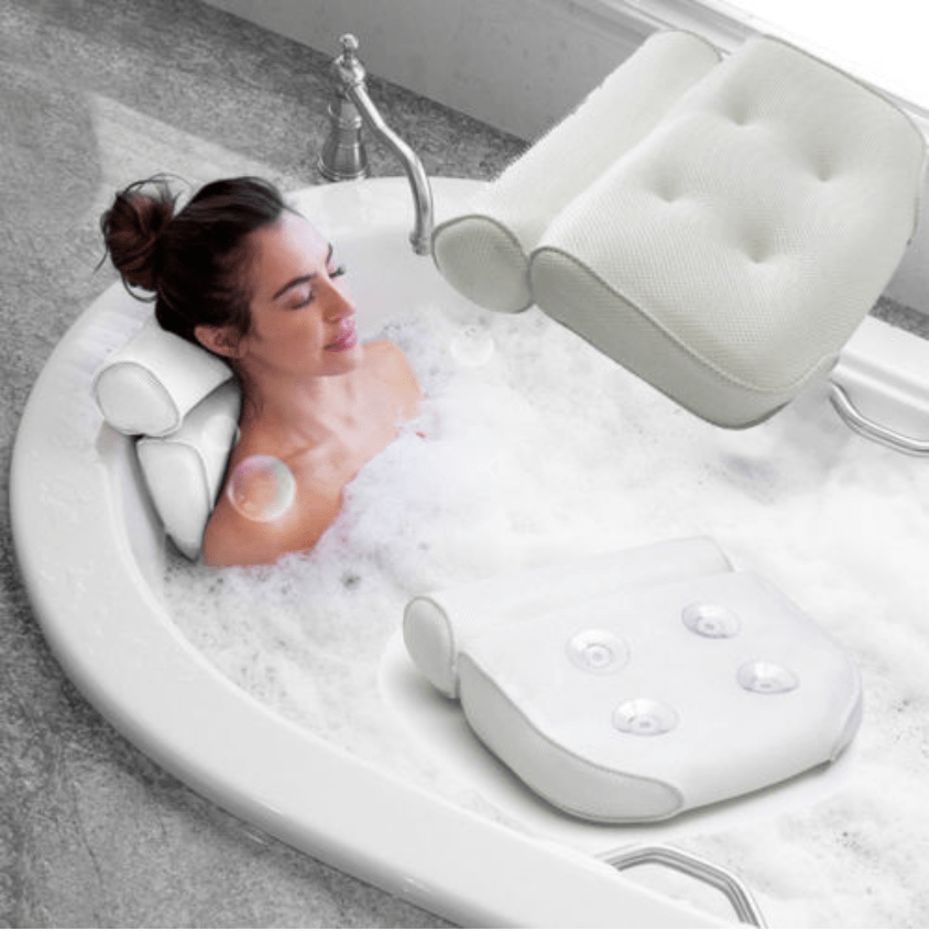 Cuscino da Bagno in Rete con Ventose, Supporto Collo e Schiena