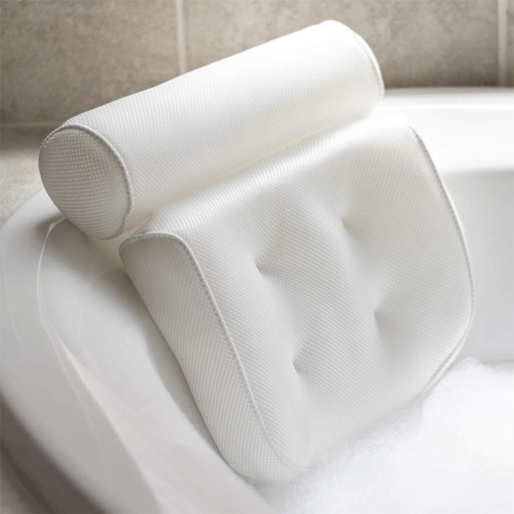 Cuscino da Bagno in Rete con Ventose, Supporto Collo e Schiena