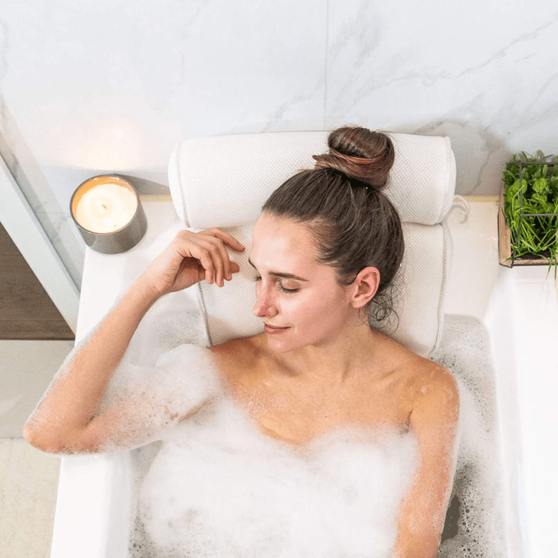 Cuscino da Bagno in Rete con Ventose, Supporto Collo e Schiena