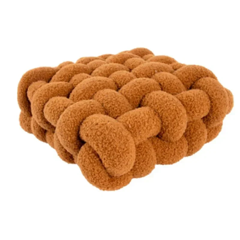 Cuscino Decorativo Annodato in Peluche Morbido - Design Scandinavo