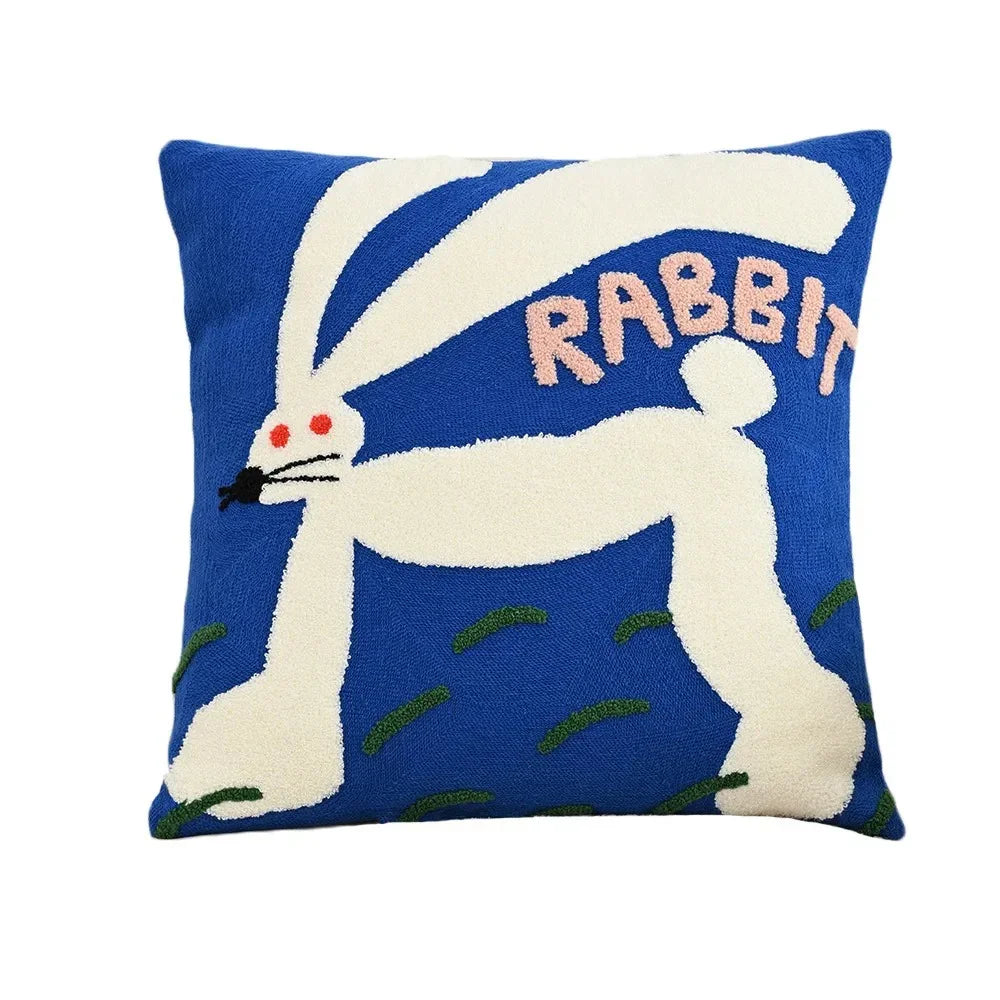 Federa Cuscino Ricamata Animali Nordici per Divano 45x45 cm