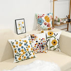 Federa Ricamata in Cotone Canvas con Motivo Floreale Country