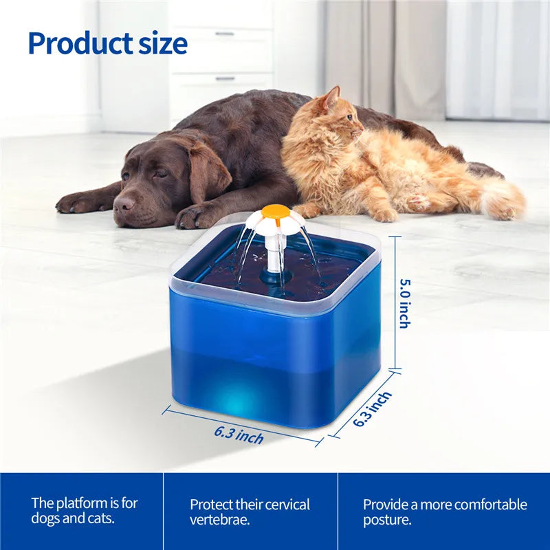 Fontanella per Gatti e Cani 2L con LED e Filtro USB