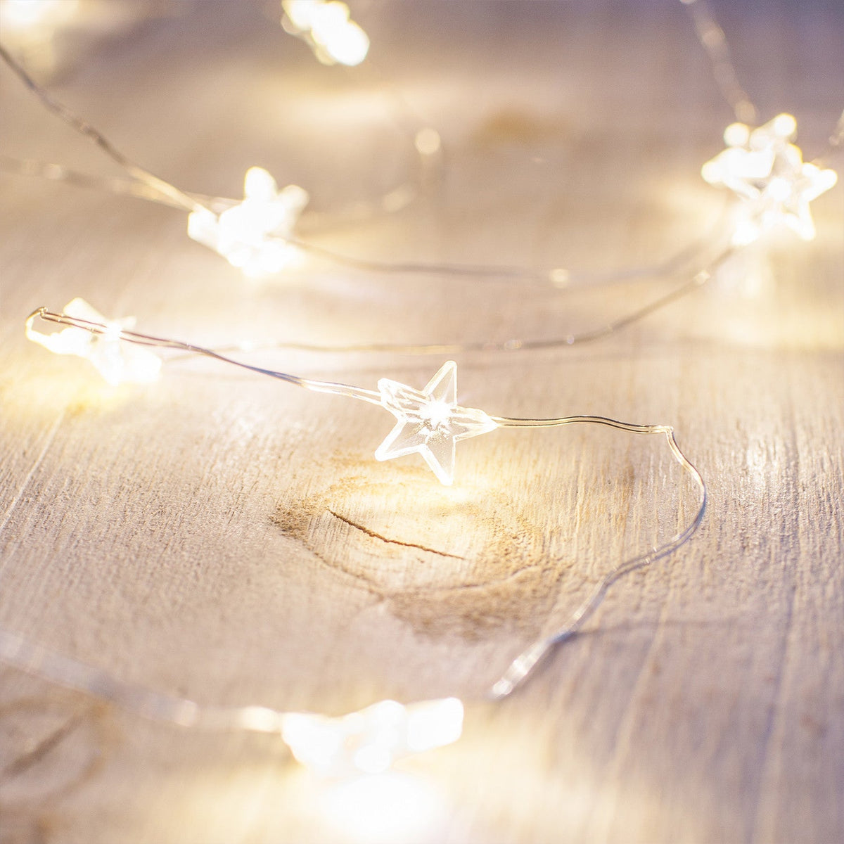 Ghirlanda Luminosa a Stelle con 40 Micro LED Bianco Caldo a Batteria