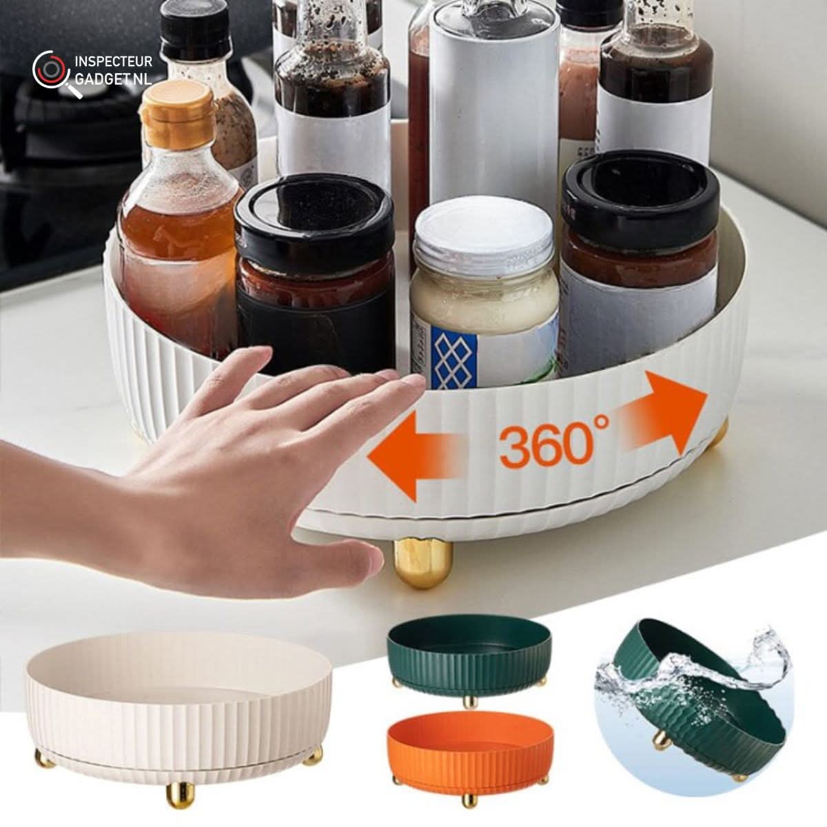 Girevole Vassoio Portaoggetti 360° Bianco per Cucina Bagno Ufficio