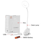 Lampada da Scrivania Dimmerabile con Clip, Ricaricabile USB
