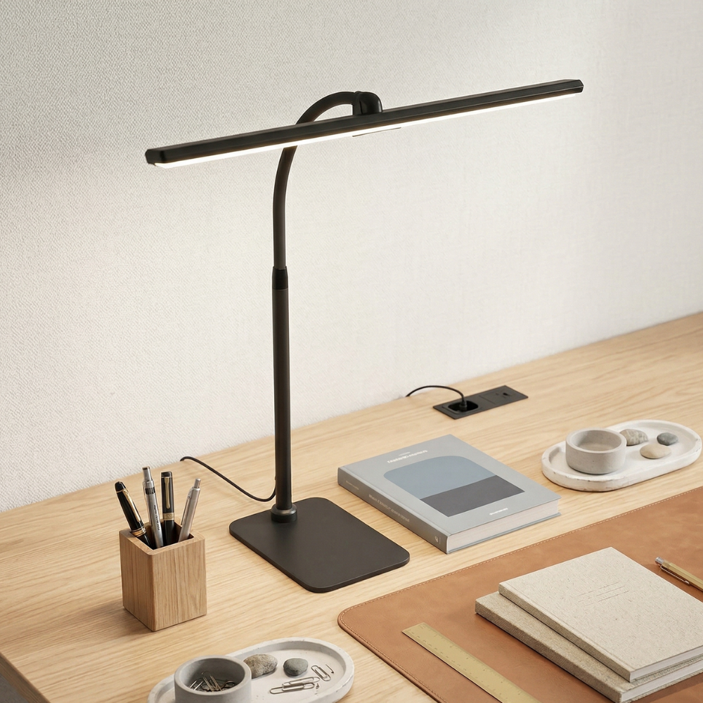 Lampada da Scrivania LED Dimmerabile con Braccio Flessibile Vetro Smerigliato
