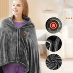 Mantella Riscaldata in Pile con USB e Zip, Coperta Portatile Grigia